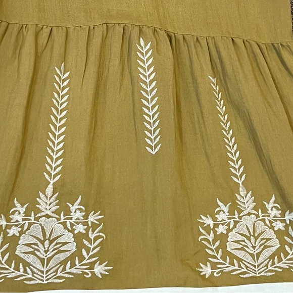 POLAGRAM blouse shirt top size Medium yellow/green embroidered flower design - Picture 6 of 7